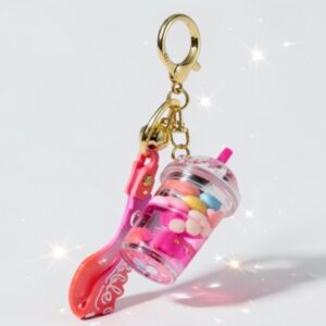 Anhänger Bubble Tea mit Deckel pink